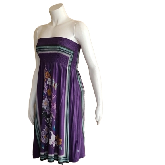 DEPT NORDSTROM Smocked Strapless Scarf Dress XS S Boho Euro Netherlands - Picture 2 of 16